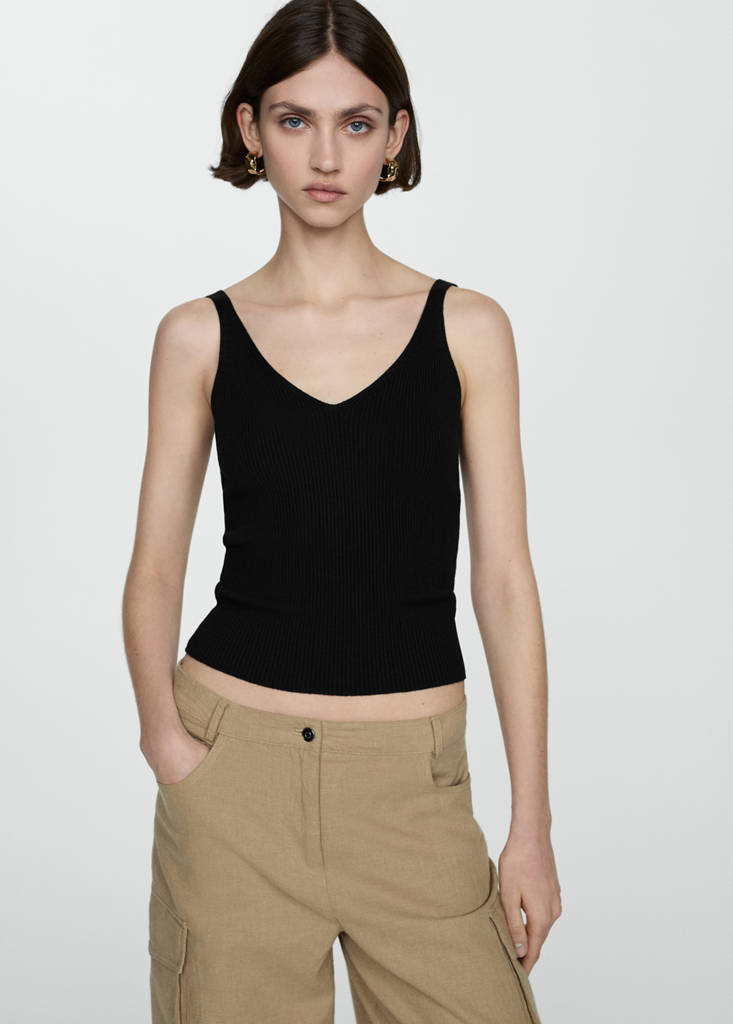 Knit strap top — Black