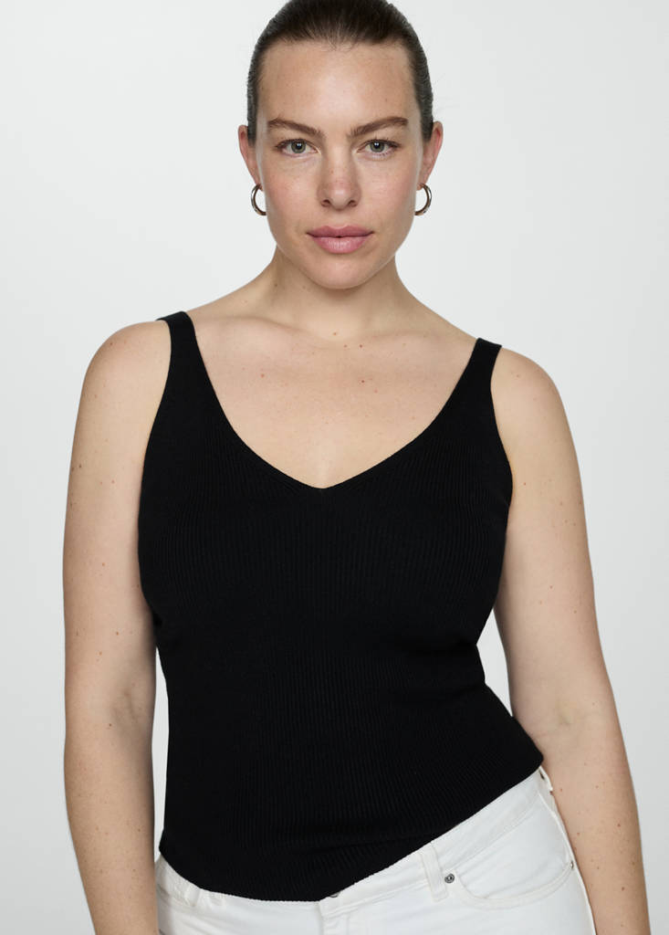 Knit strap top — Black