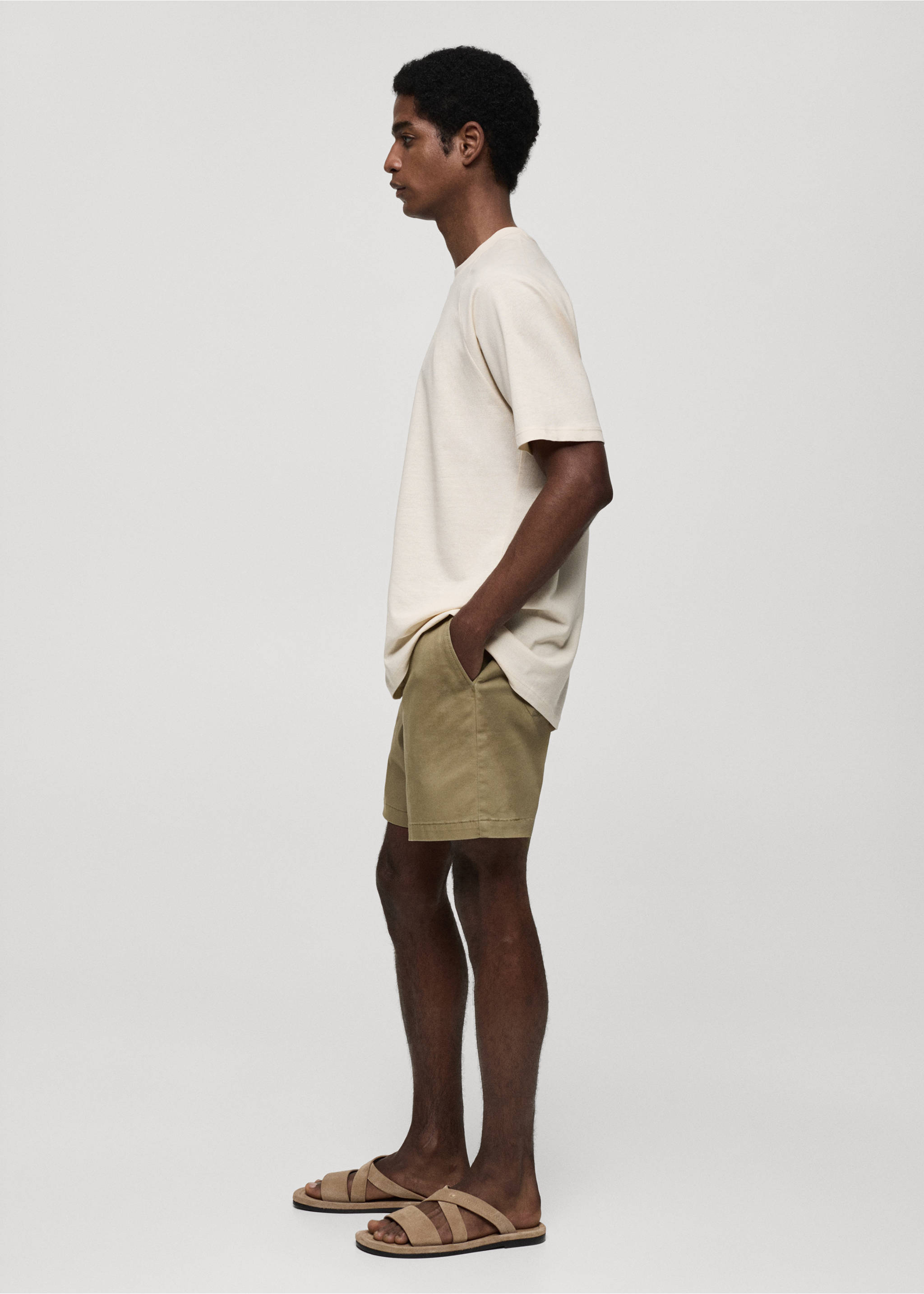 Cream short-sleeved t-shirt with a relaxed fit and round neckline., Ecru. Ref: 77060356-00.