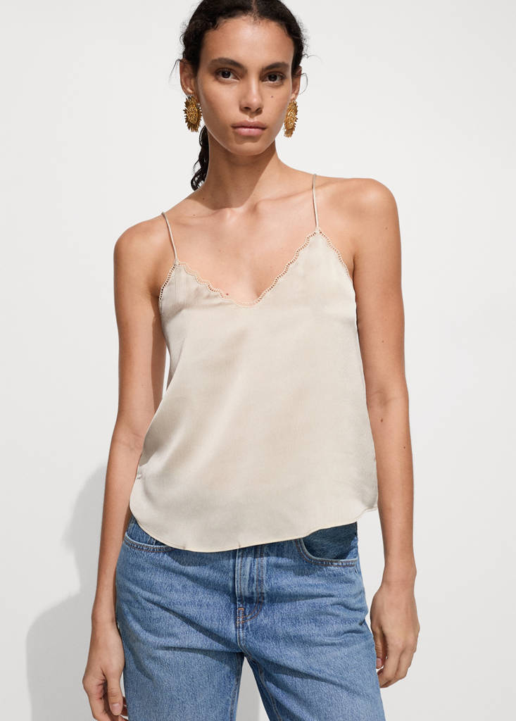 Satin top with straps — Off White