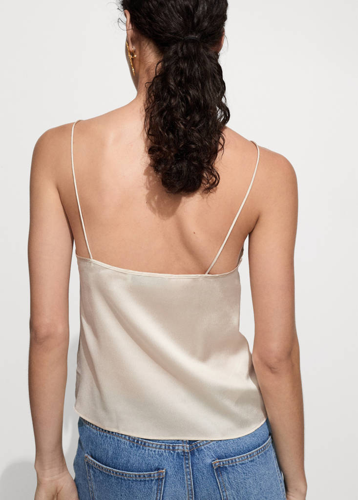 Satin top with straps — Off White