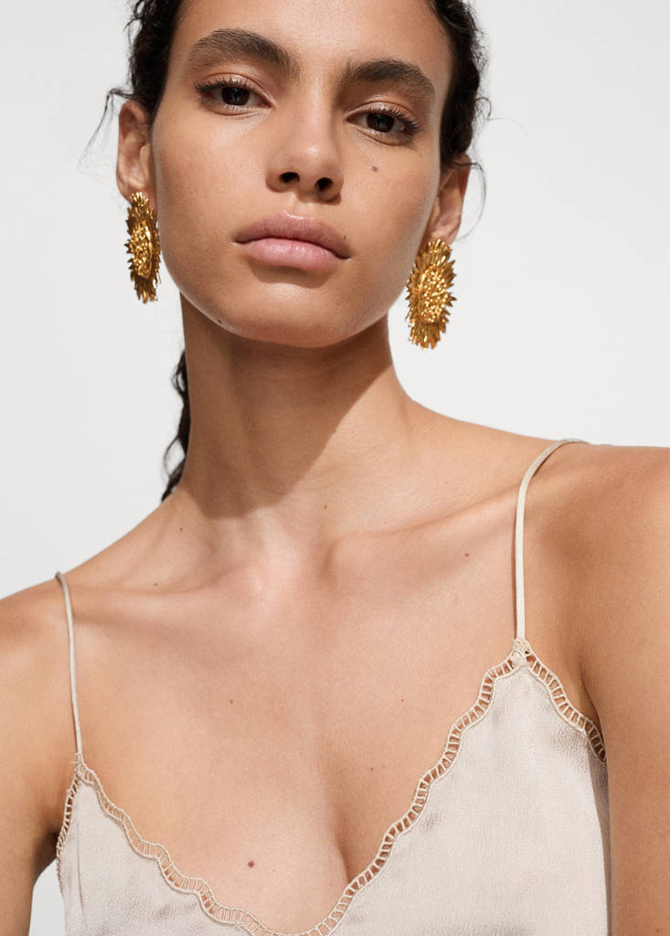 Satin top with straps — Off White