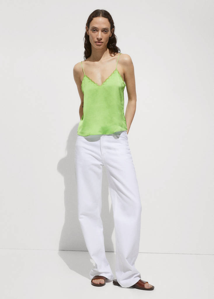 Satin top with straps — Green