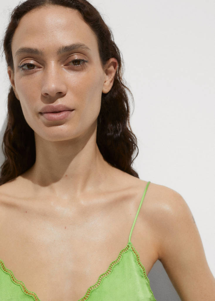 Satin top with straps — Green