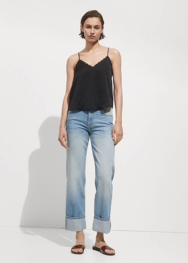 Satin top with straps — Black