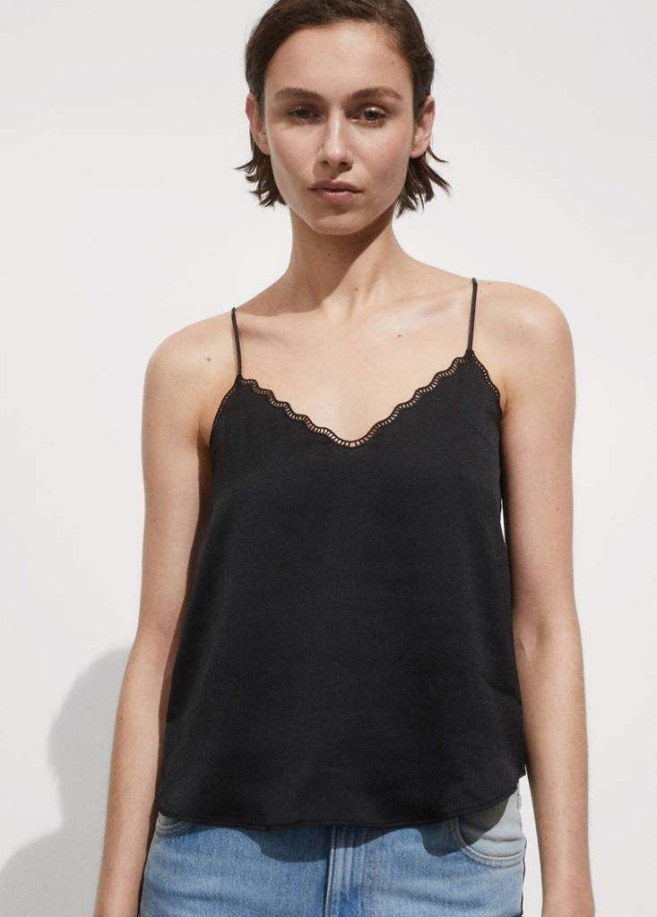 Satin top with straps — Black