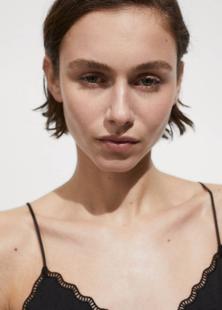 Satin top with straps — Black