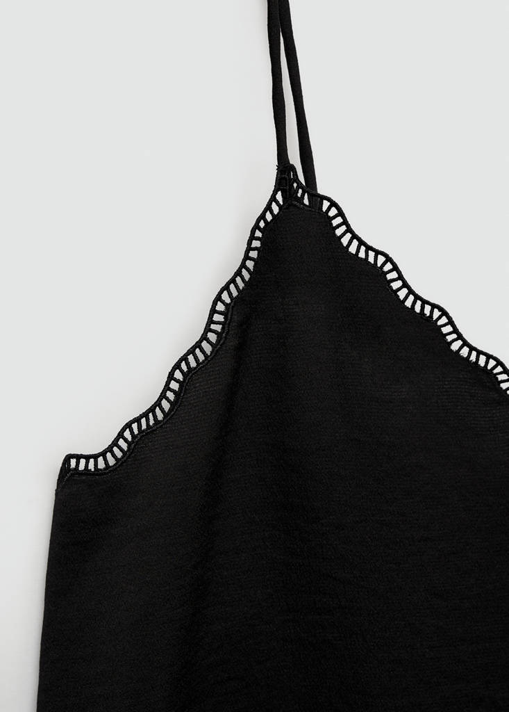 Satin top with straps — Black
