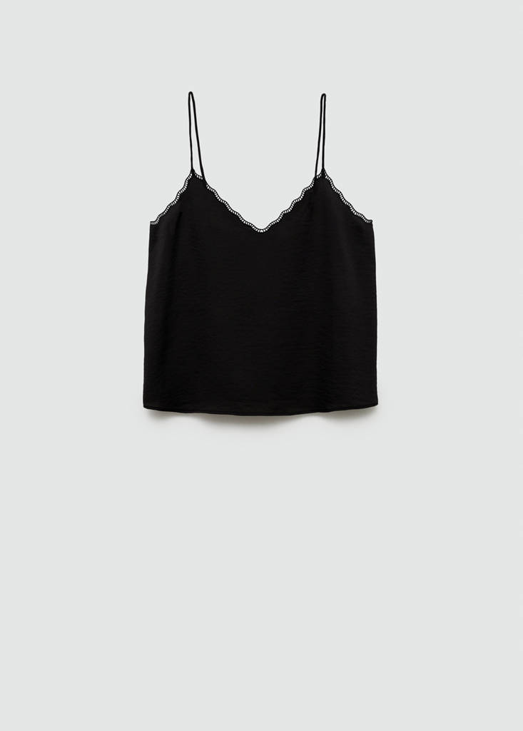 Satin top with straps — Black