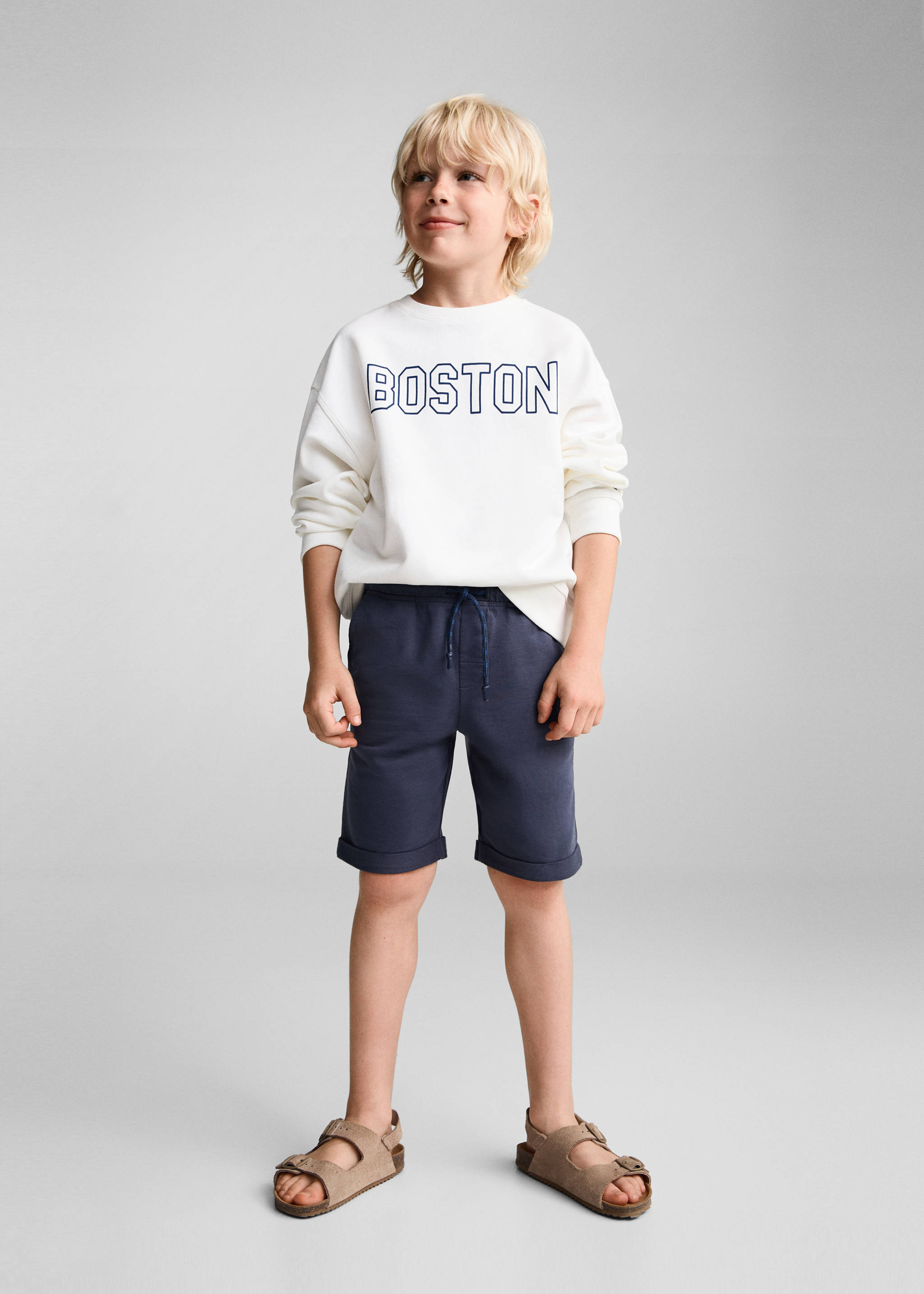 Elastic waist cotton Bermuda shorts - General plane
