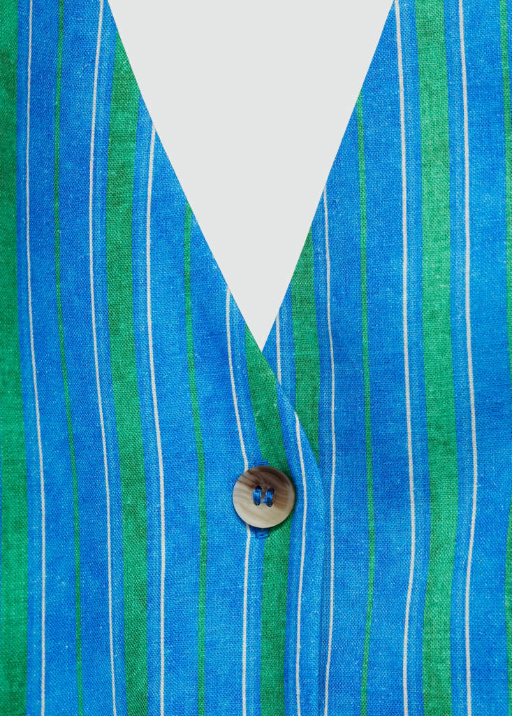 Linen stripe-printed waistcoat — Blue