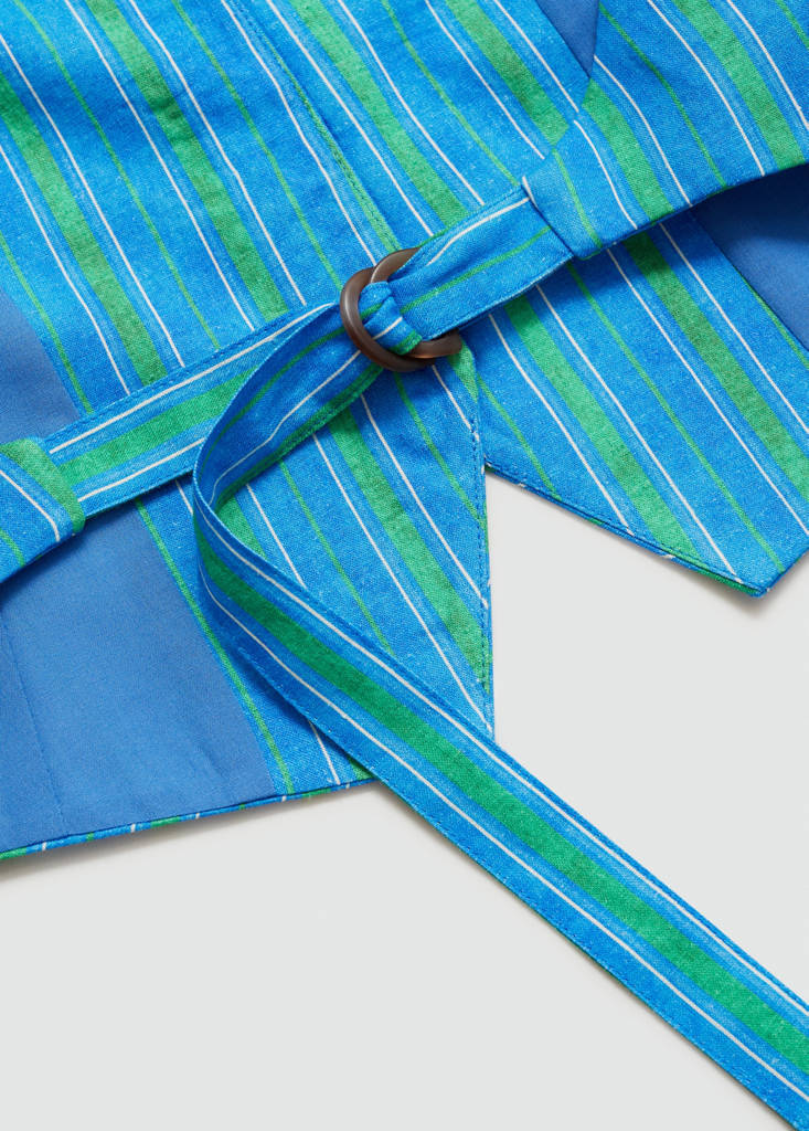 Linen stripe-printed waistcoat — Blue