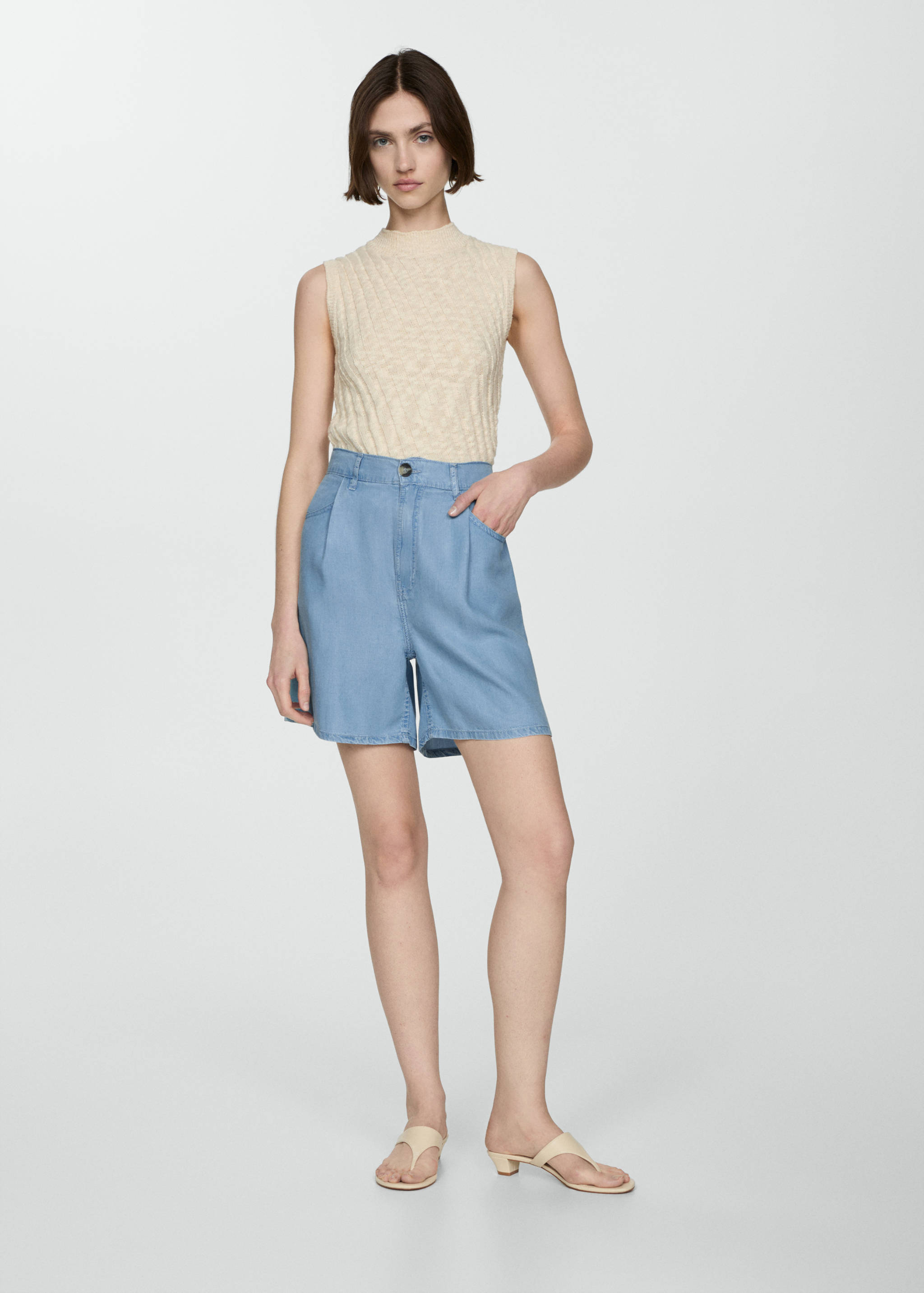 Lyocell pleated bermuda shorts - Details of the article 6