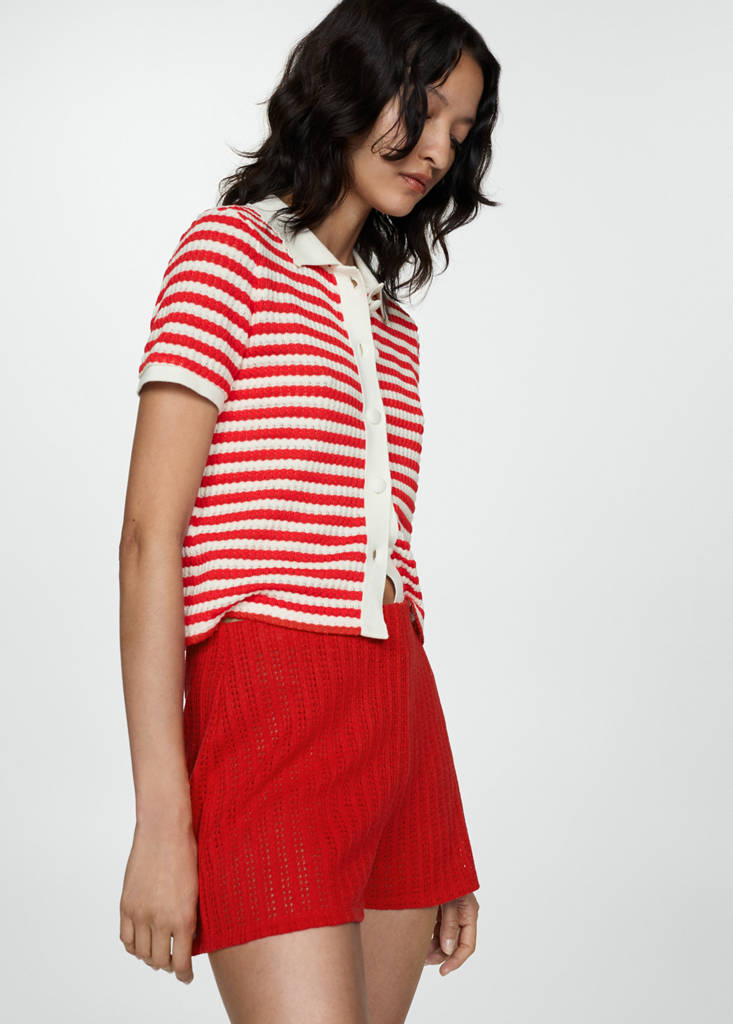 Straight-fit knitted shorts — Coral Red