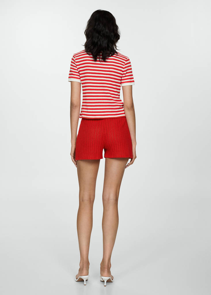 Straight-fit knitted shorts — Coral Red