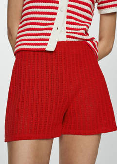 Straight-fit knitted shorts — Coral Red 5