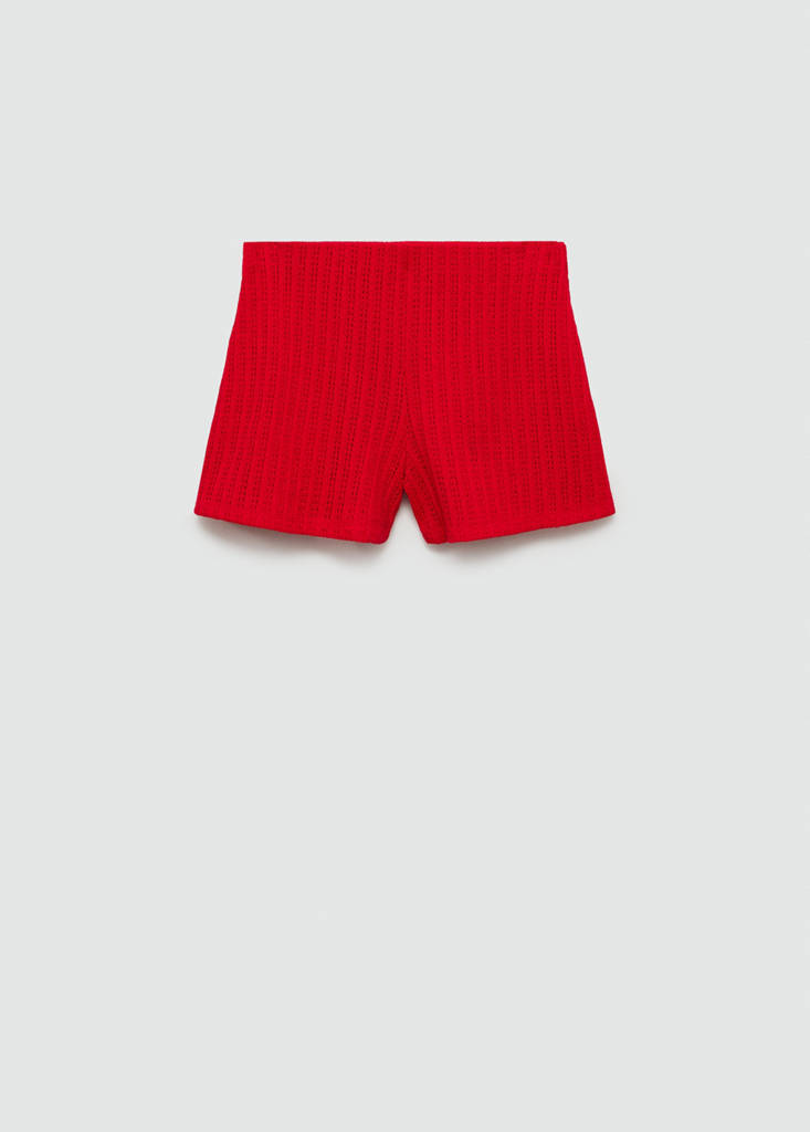 Straight-fit knitted shorts — Coral Red