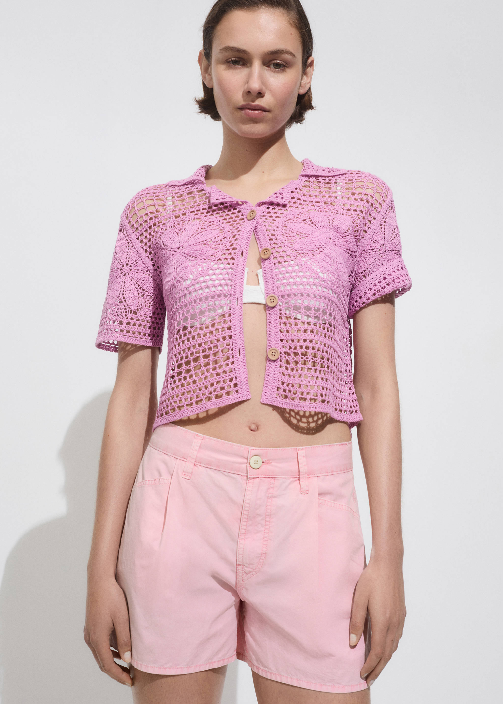 Straight-fit denim shorts - Medium plane