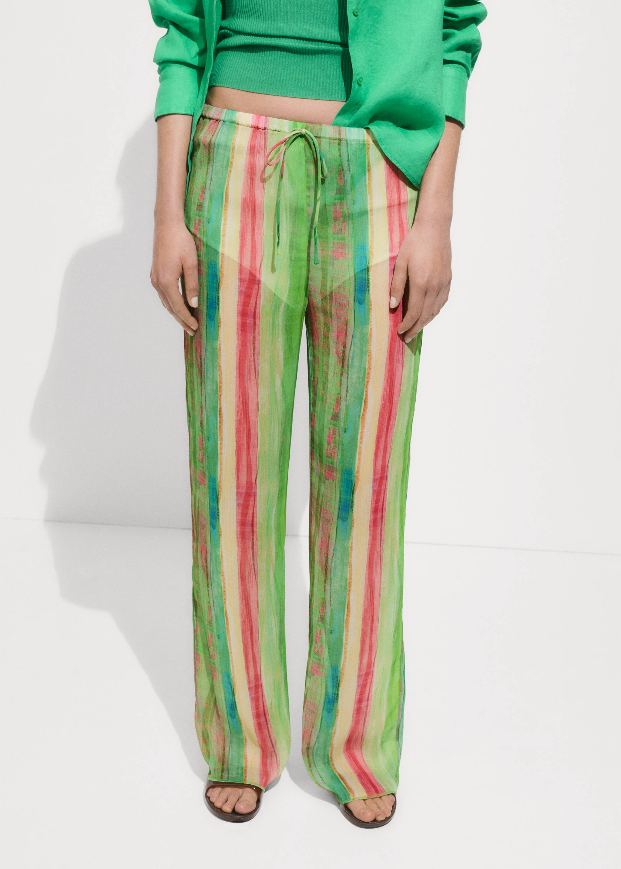 Semi-transparent printed trousers - Medium plane
