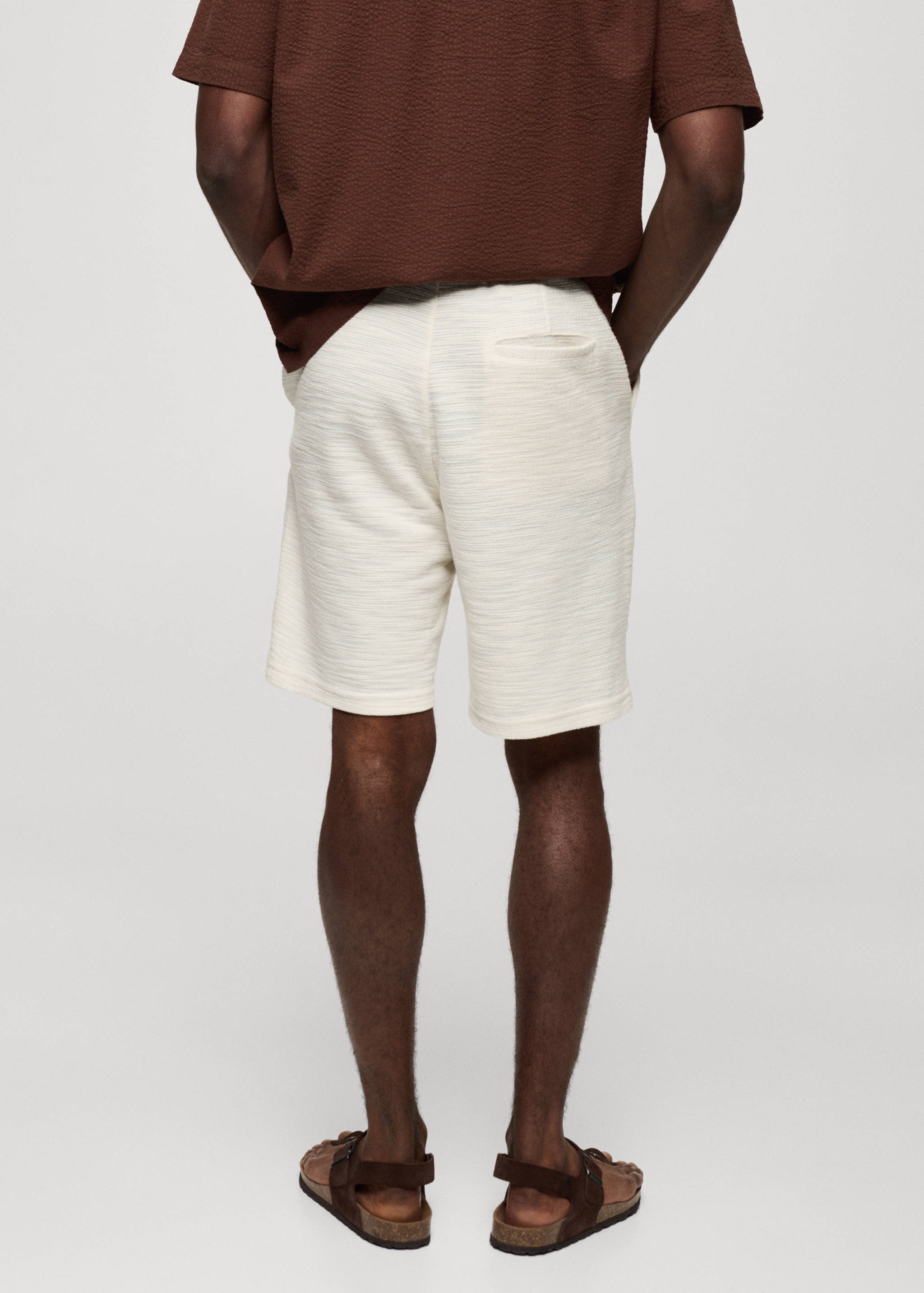 Textured cotton bermuda shorts with drawstring - Reverse of the article
