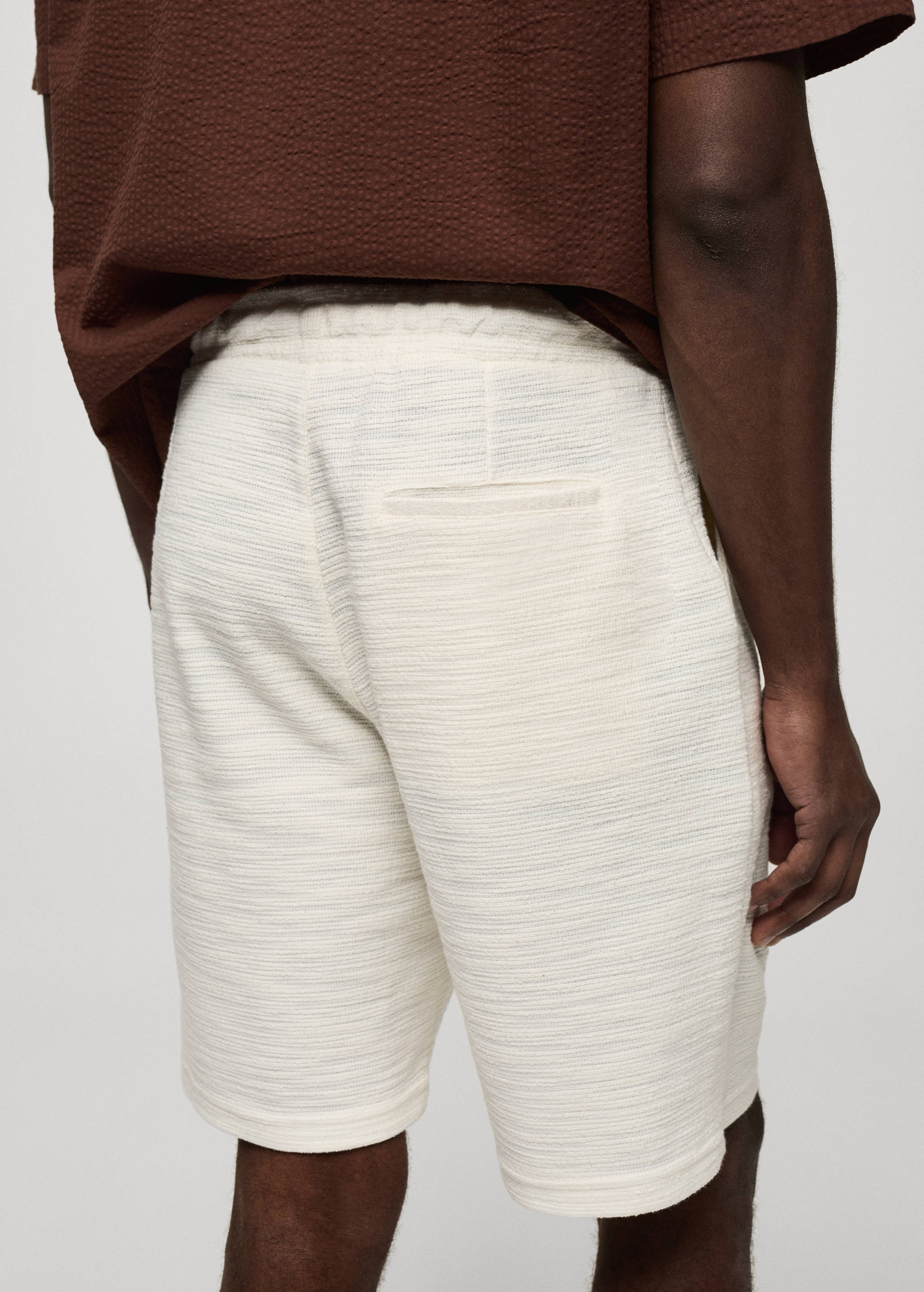 Textured cotton bermuda shorts with drawstring - Details of the article 6