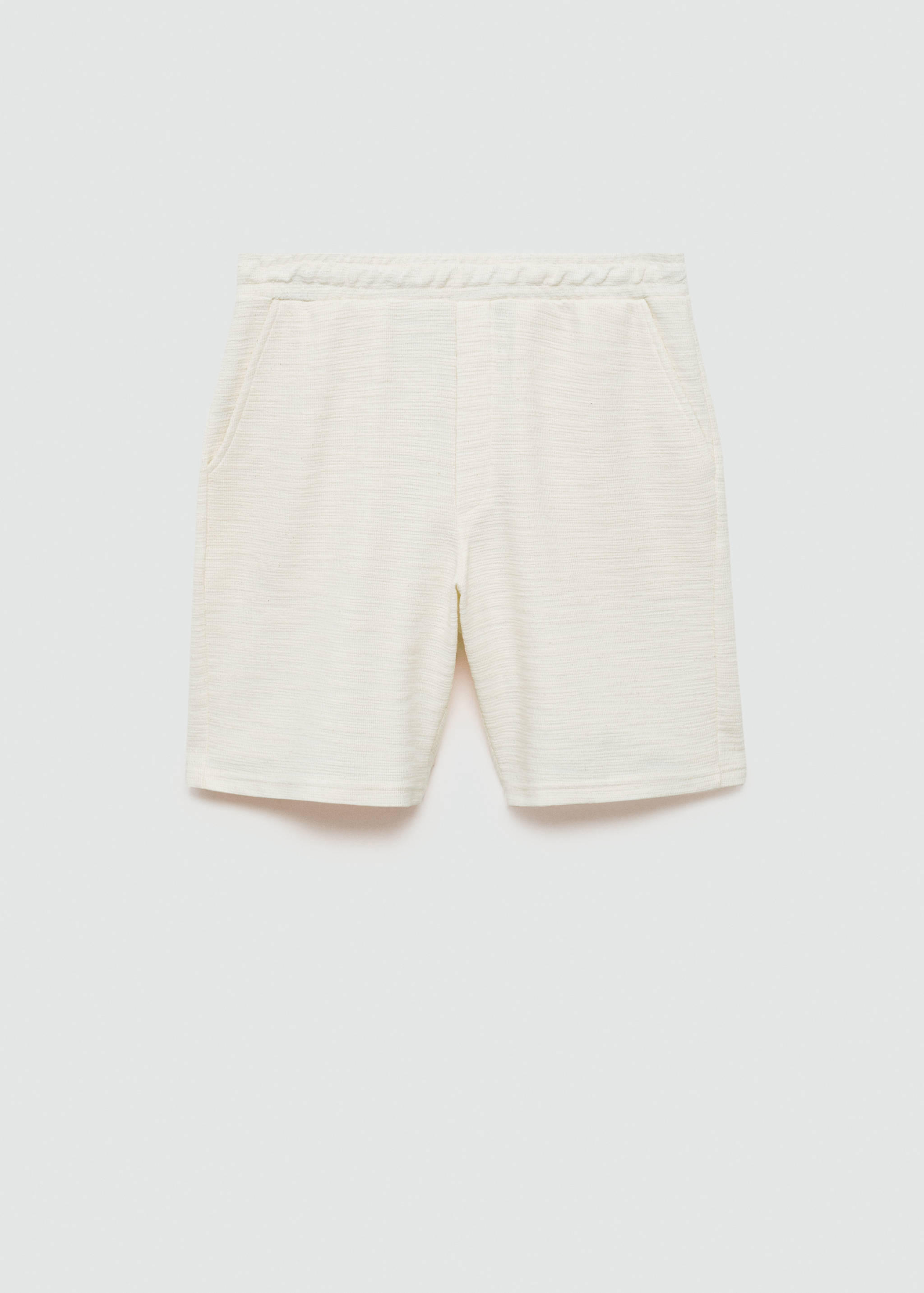 Textured cotton bermuda shorts with drawstring - Article without model