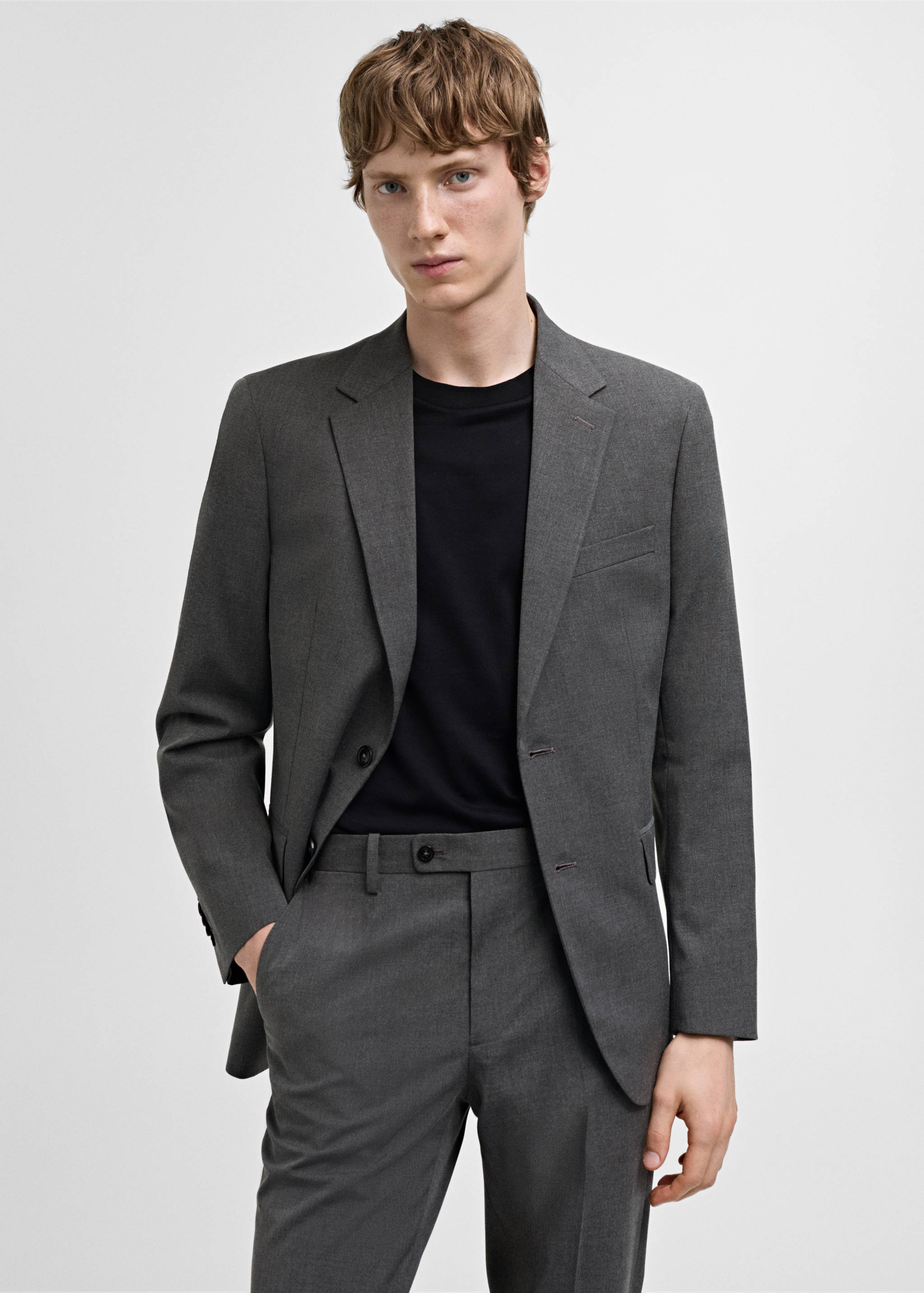 弹力面料修身西装夹克 - null