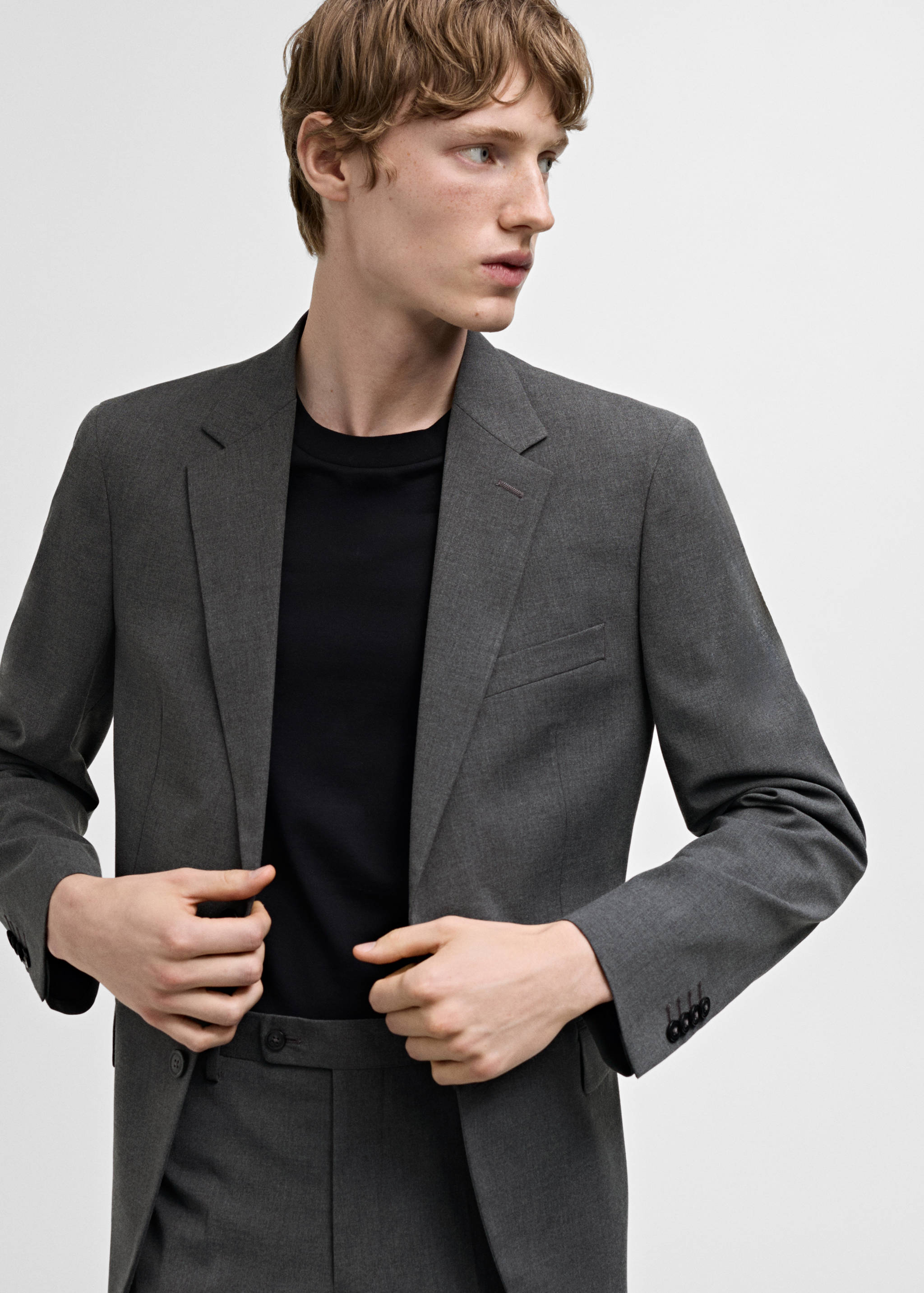 弹力面料修身西装夹克 - null