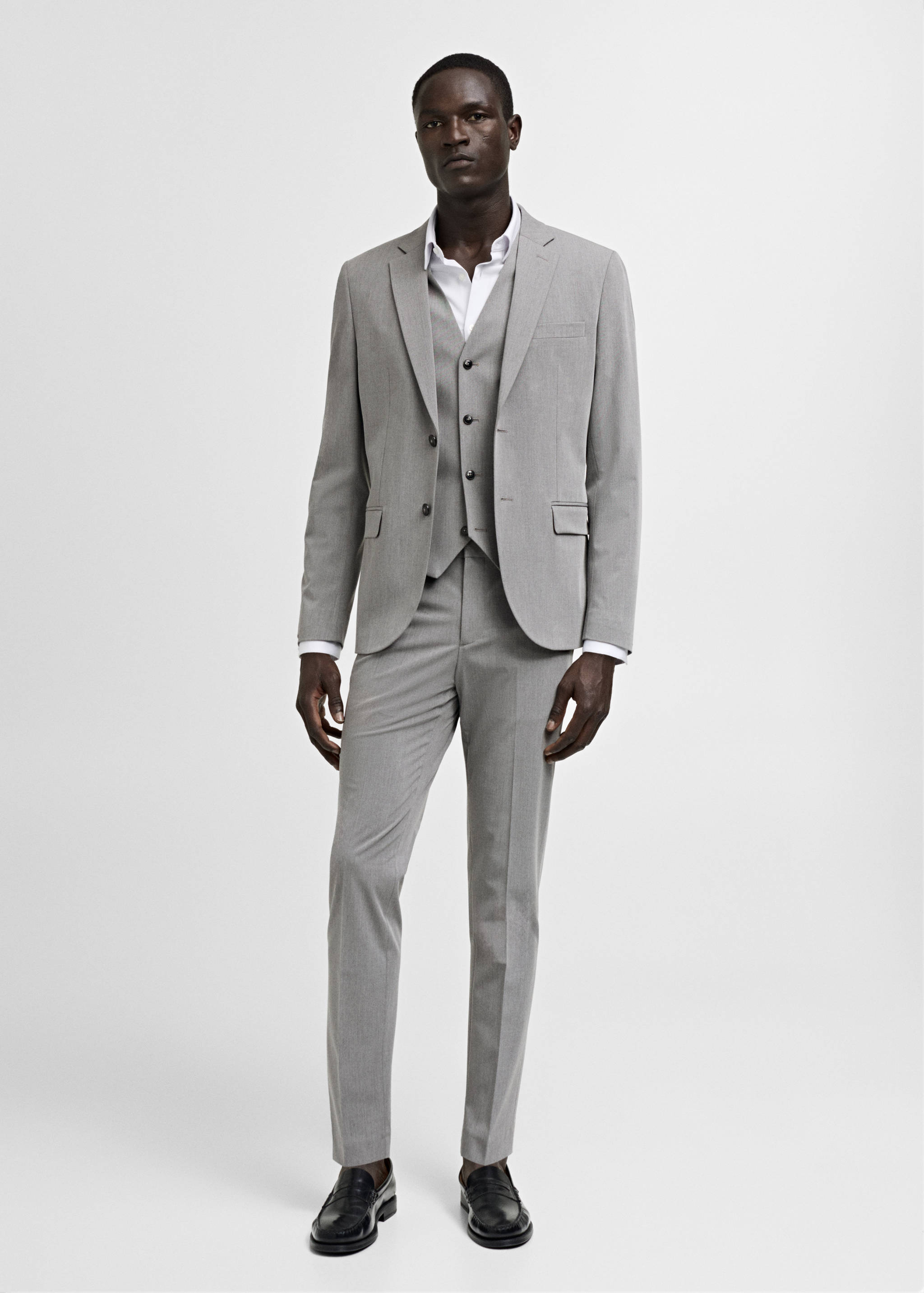 Super slim-fit stretch-fabric suit waistcoat - General plane