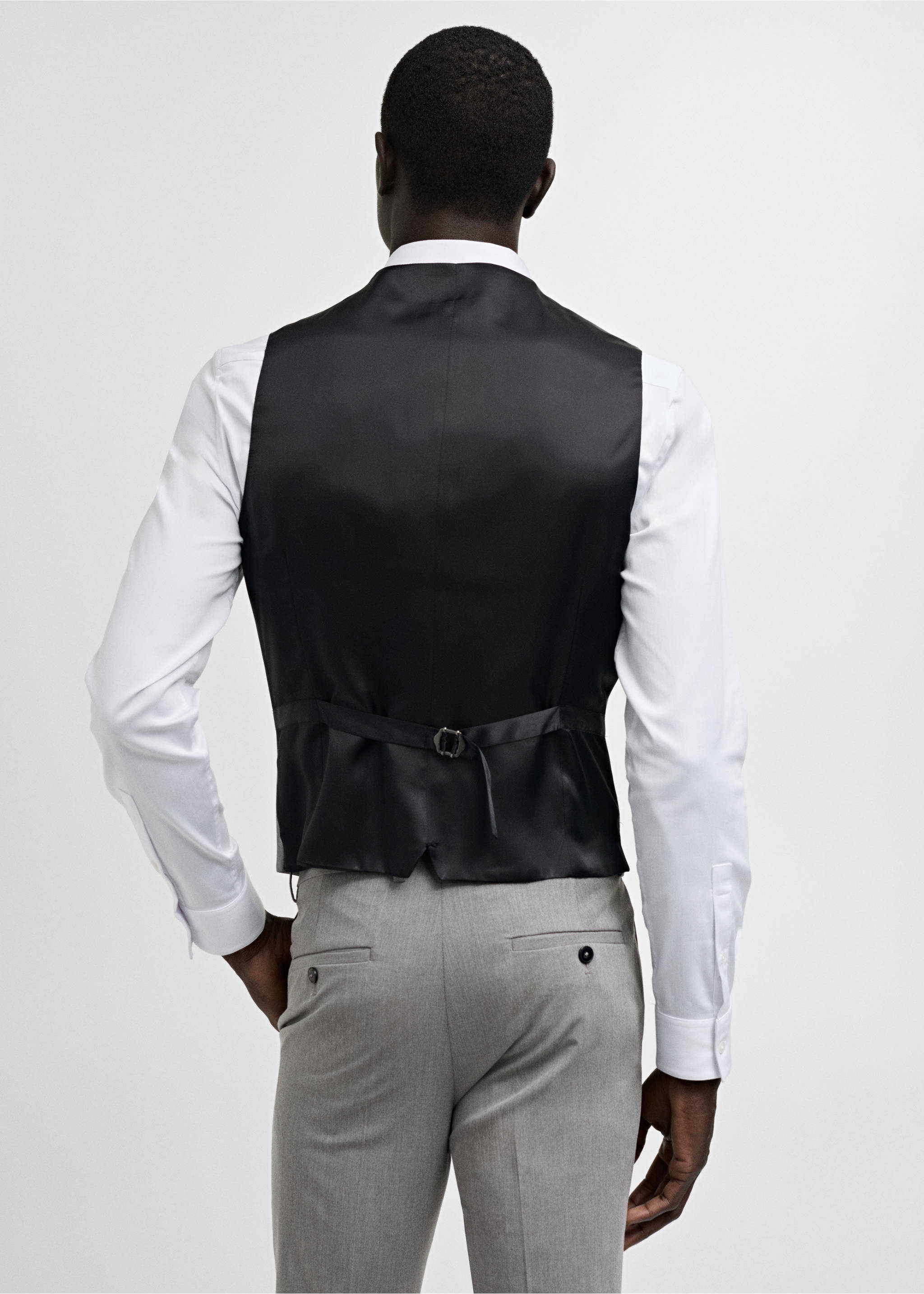 Chaleco traje super slim fit tejido stretch - Reverso del artículo, Gris. Ref: 77060569-00.