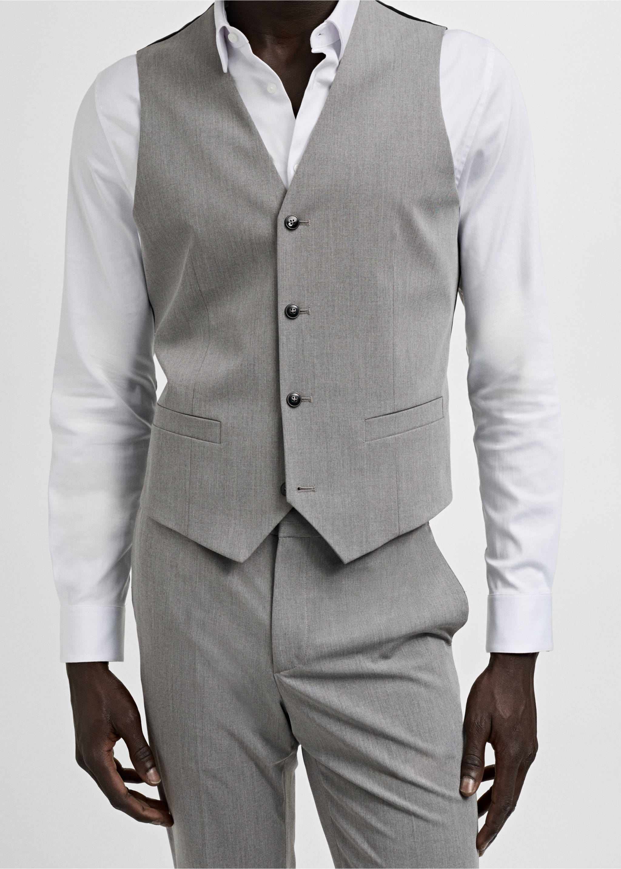 Chaleco traje super slim fit tejido stretch - Detalle del artículo 3, Gris. Ref: 77060569-00.