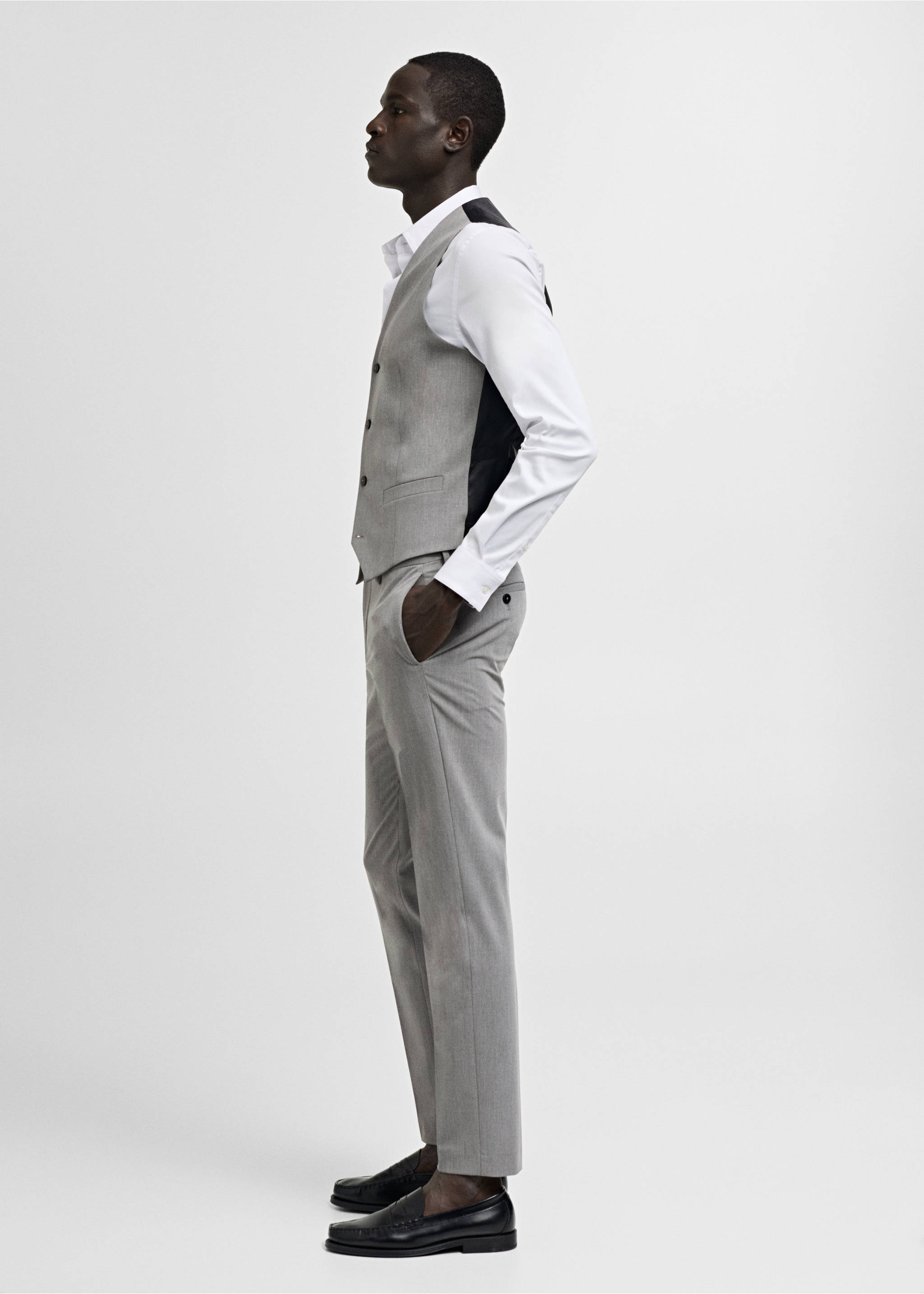 Chaleco traje super slim fit tejido stretch - Detalle del artículo 2, Gris. Ref: 77060569-00.