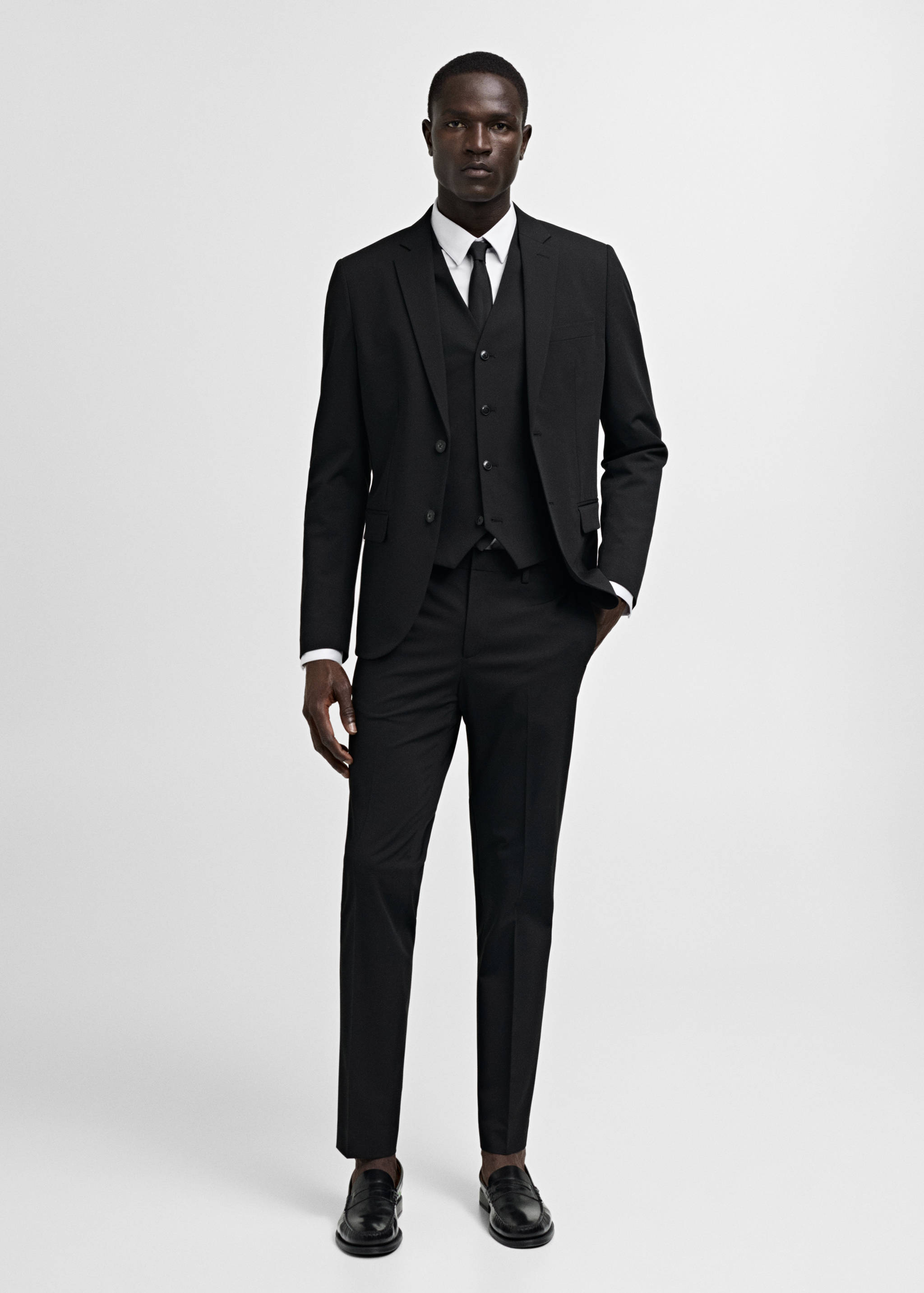 Super slim-fit stretch-fabric suit waistcoat - General plane