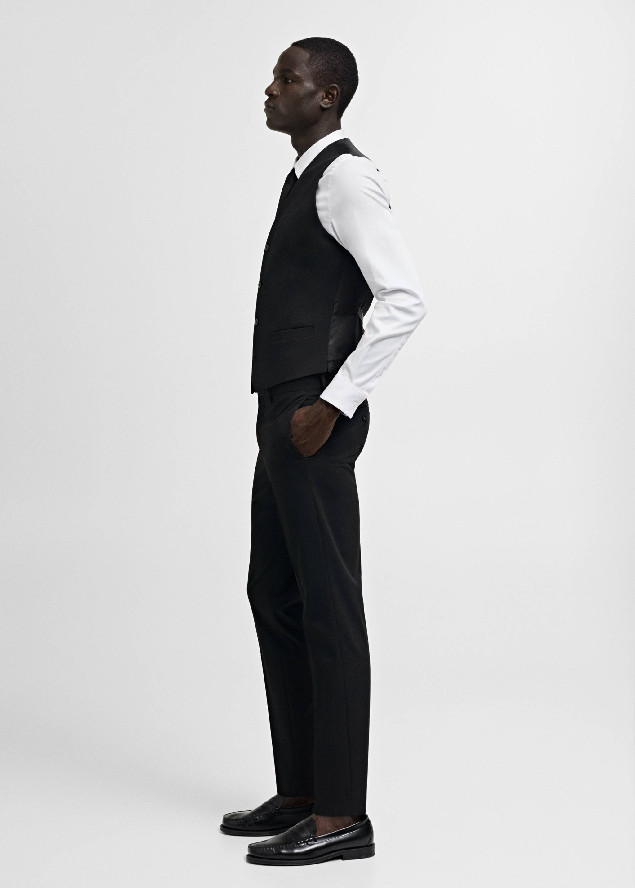 Super slim-fit stretch-fabric suit waistcoat - Details of the article 2