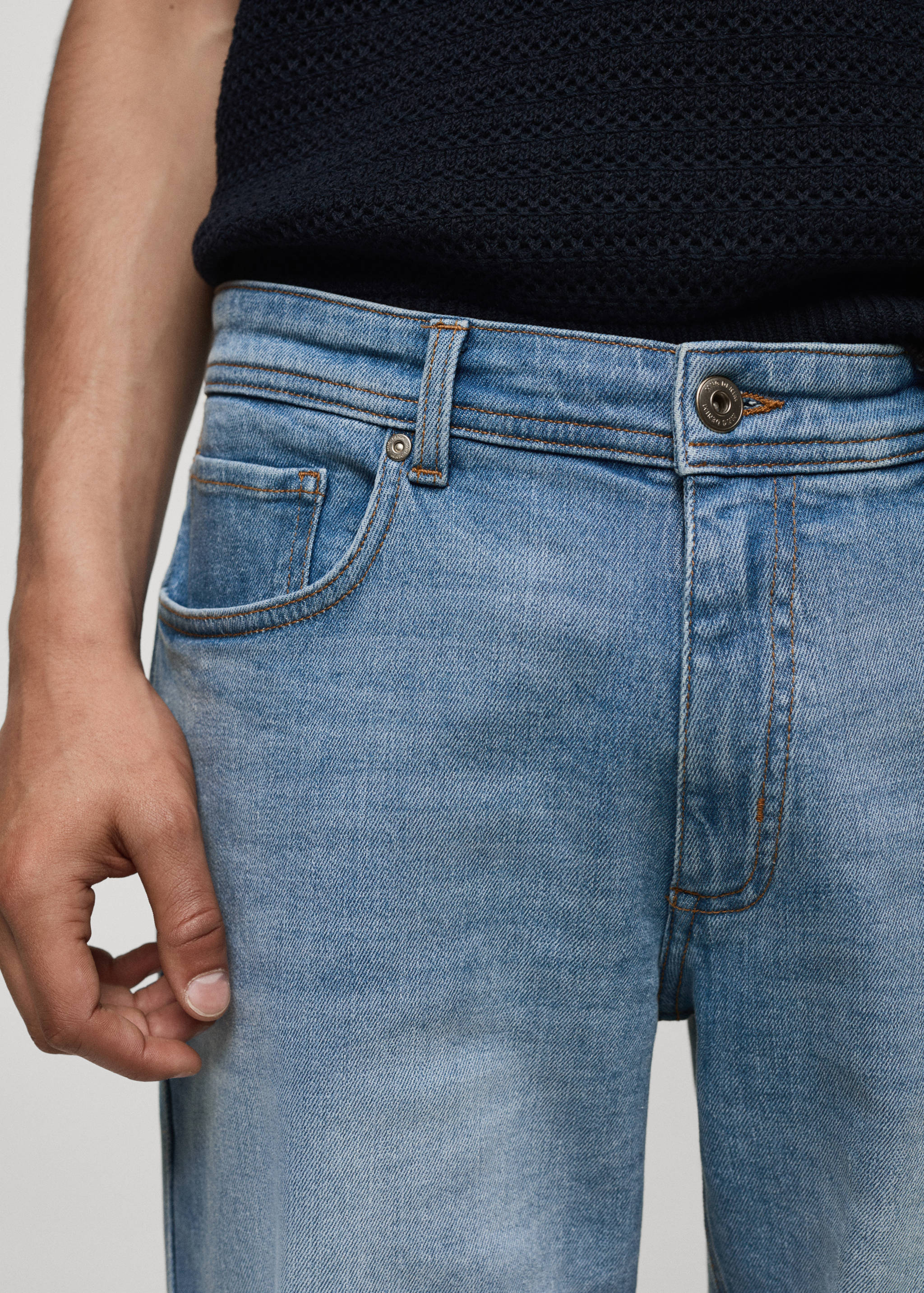 Slim-fit denim bermuda shorts - Details of the article 1