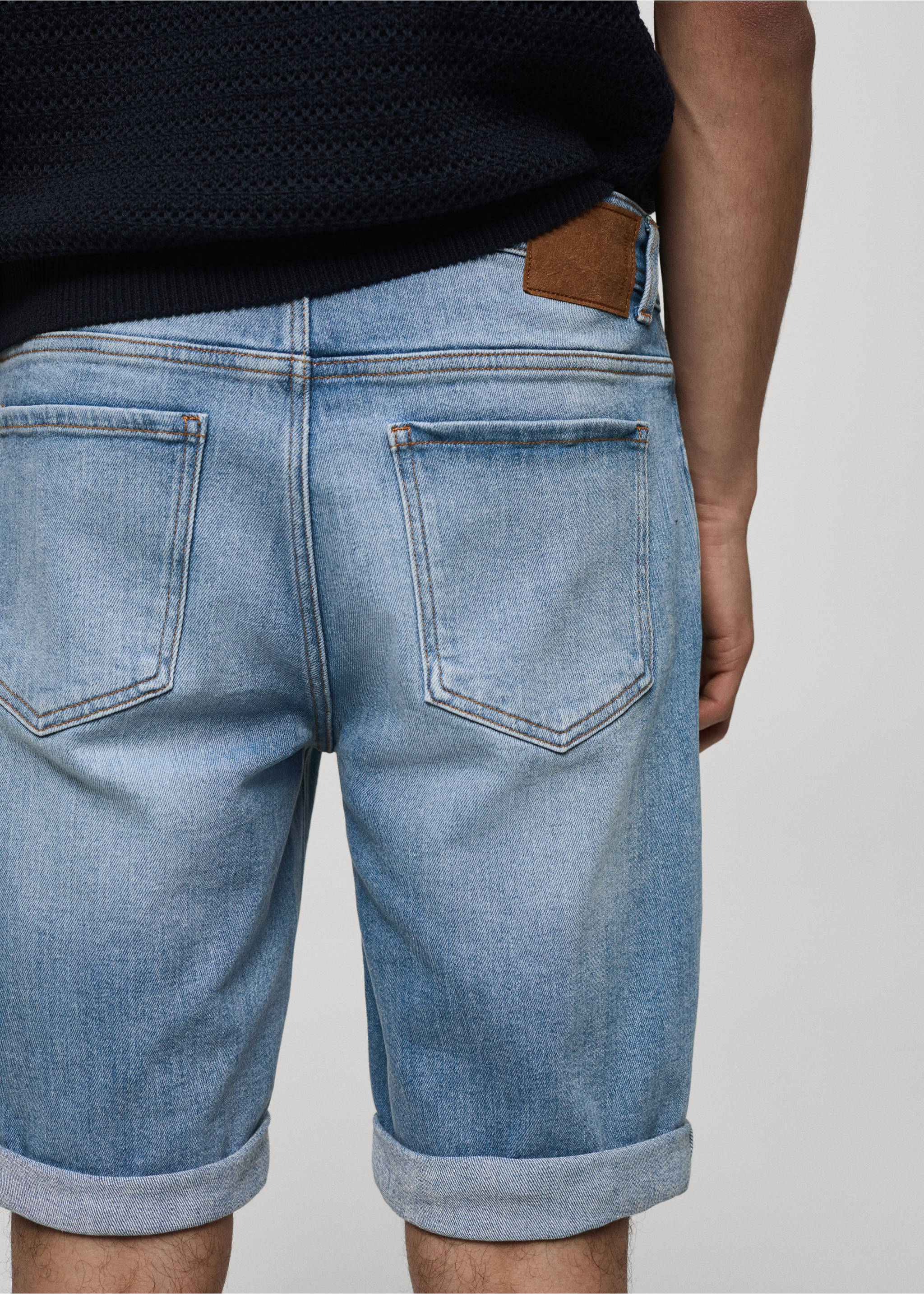 Бермуды из денима slim fit - Деталь изделия 3, Синий средний. Ref: 77060576-00.