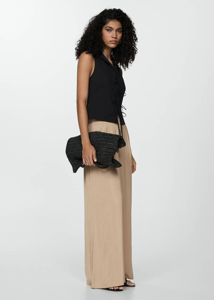 Wide leg fluid trousers — Beige