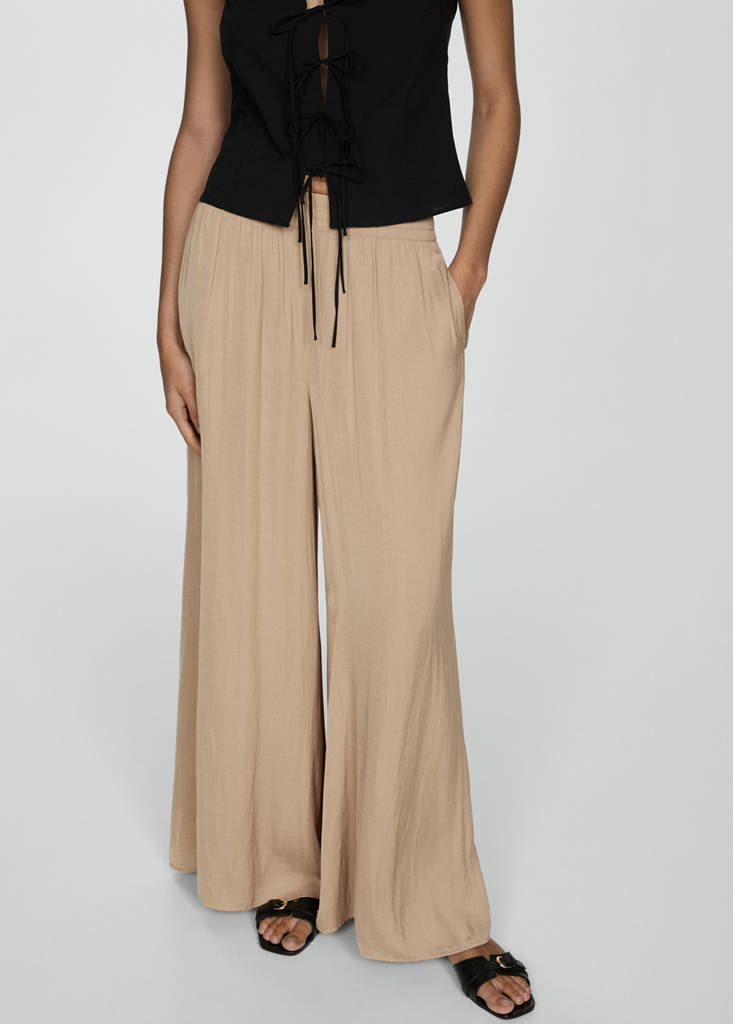 Wide leg fluid trousers — Beige