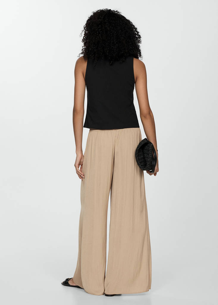 Wide leg fluid trousers — Beige