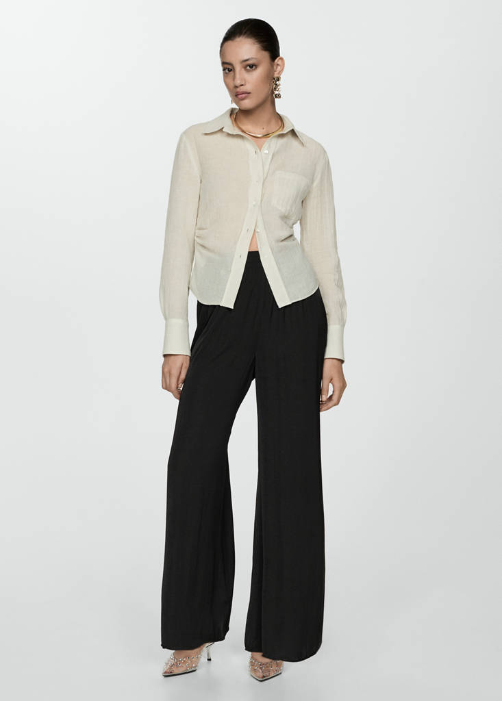 Wide leg fluid trousers — Black