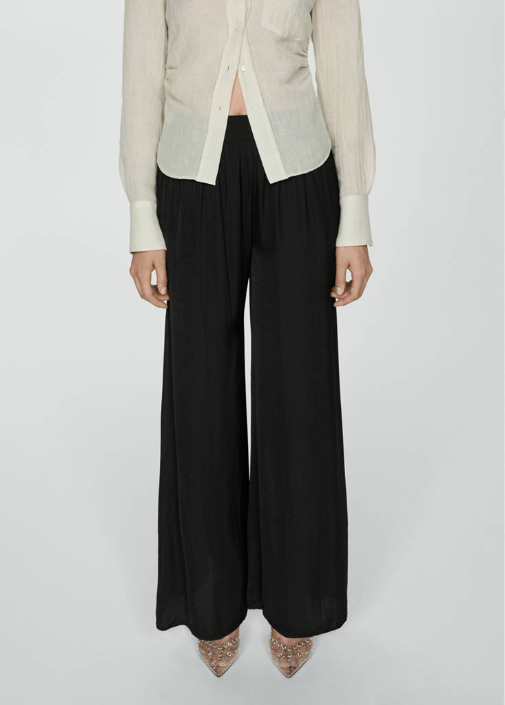 Wide leg fluid trousers — Black