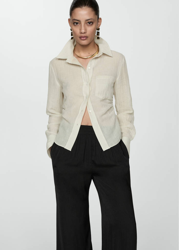 Wide leg fluid trousers — Black