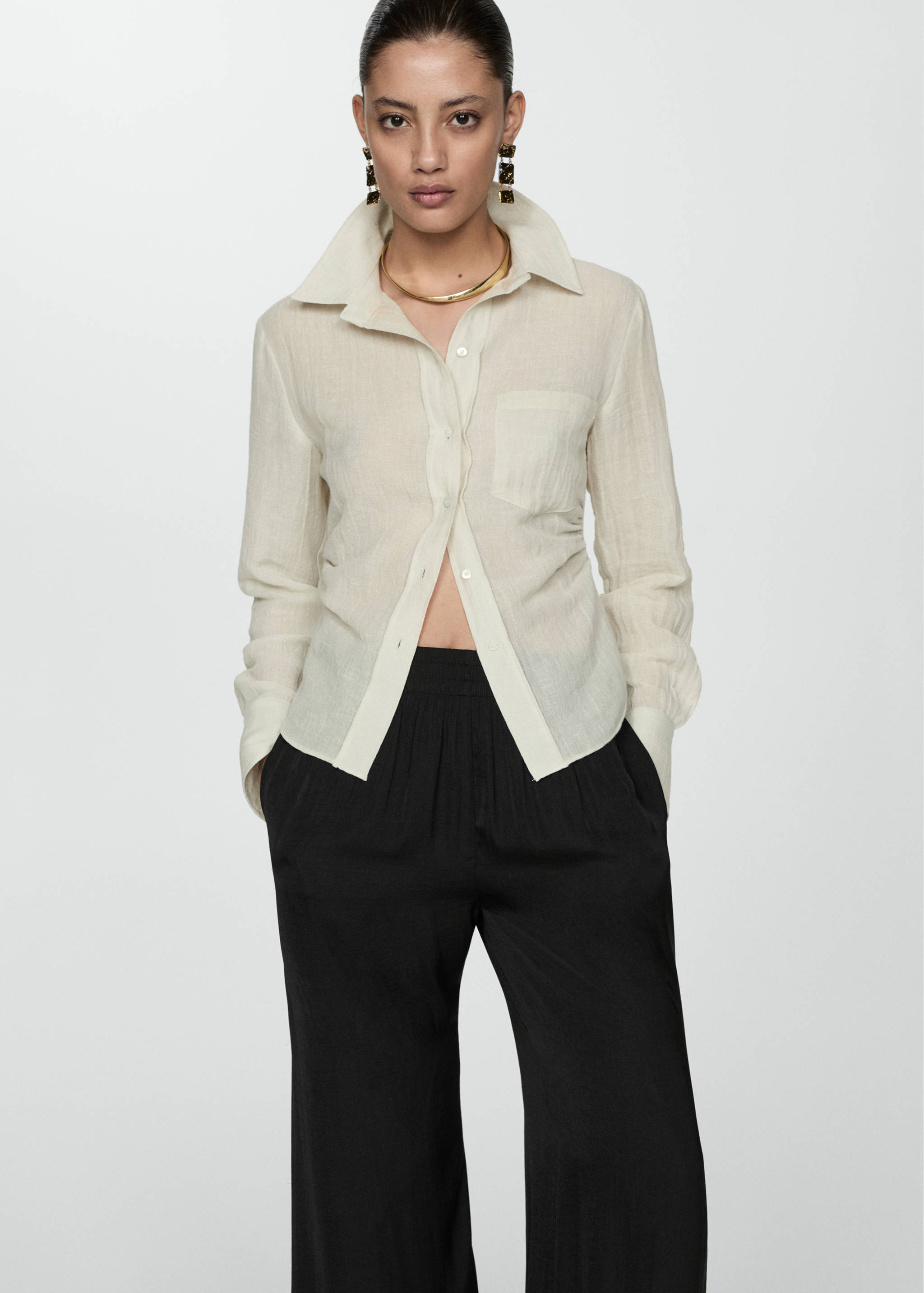 Wide leg fluid trousers - Details of the article 1