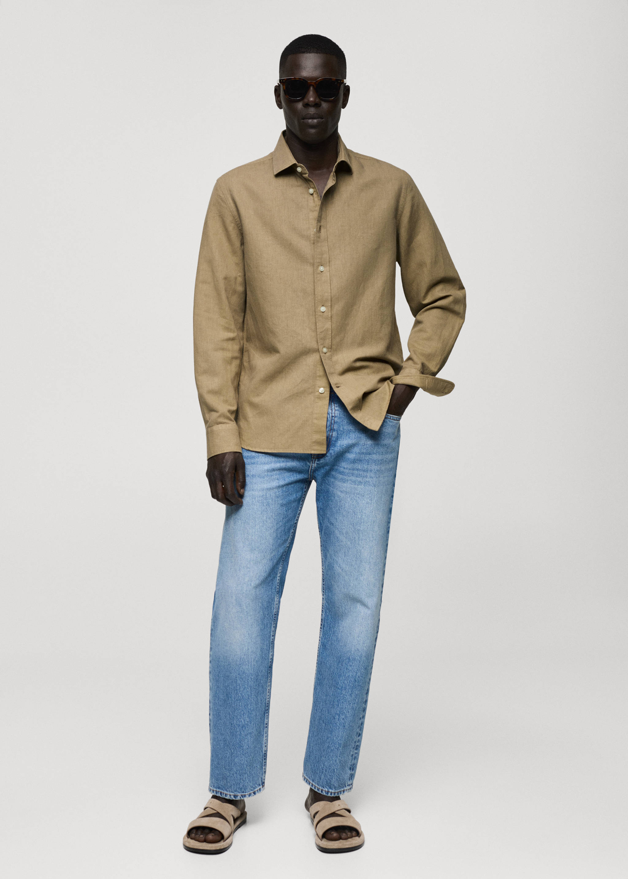 Classic-fit linen-blend shirt - General plane