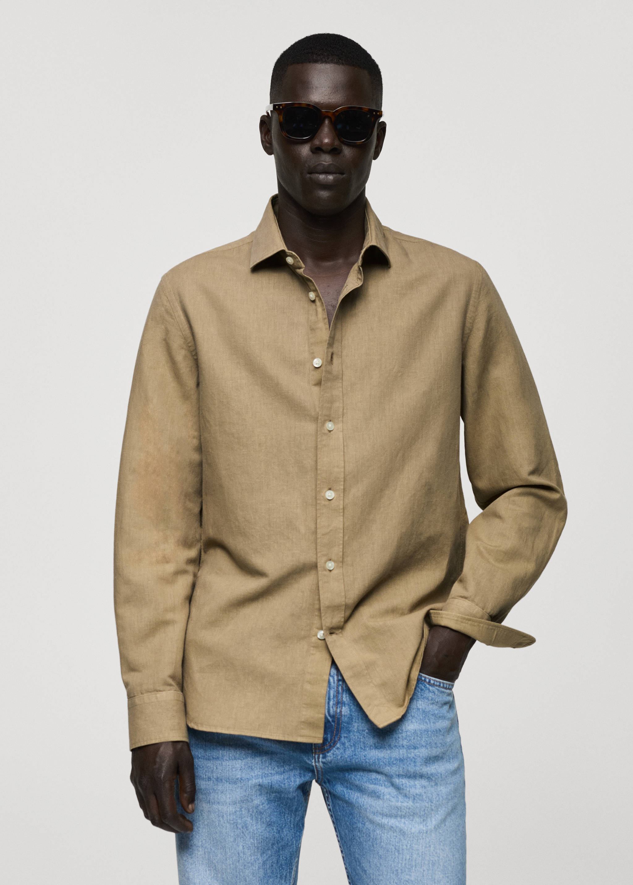 Classic-fit linen-blend shirt - Medium plane