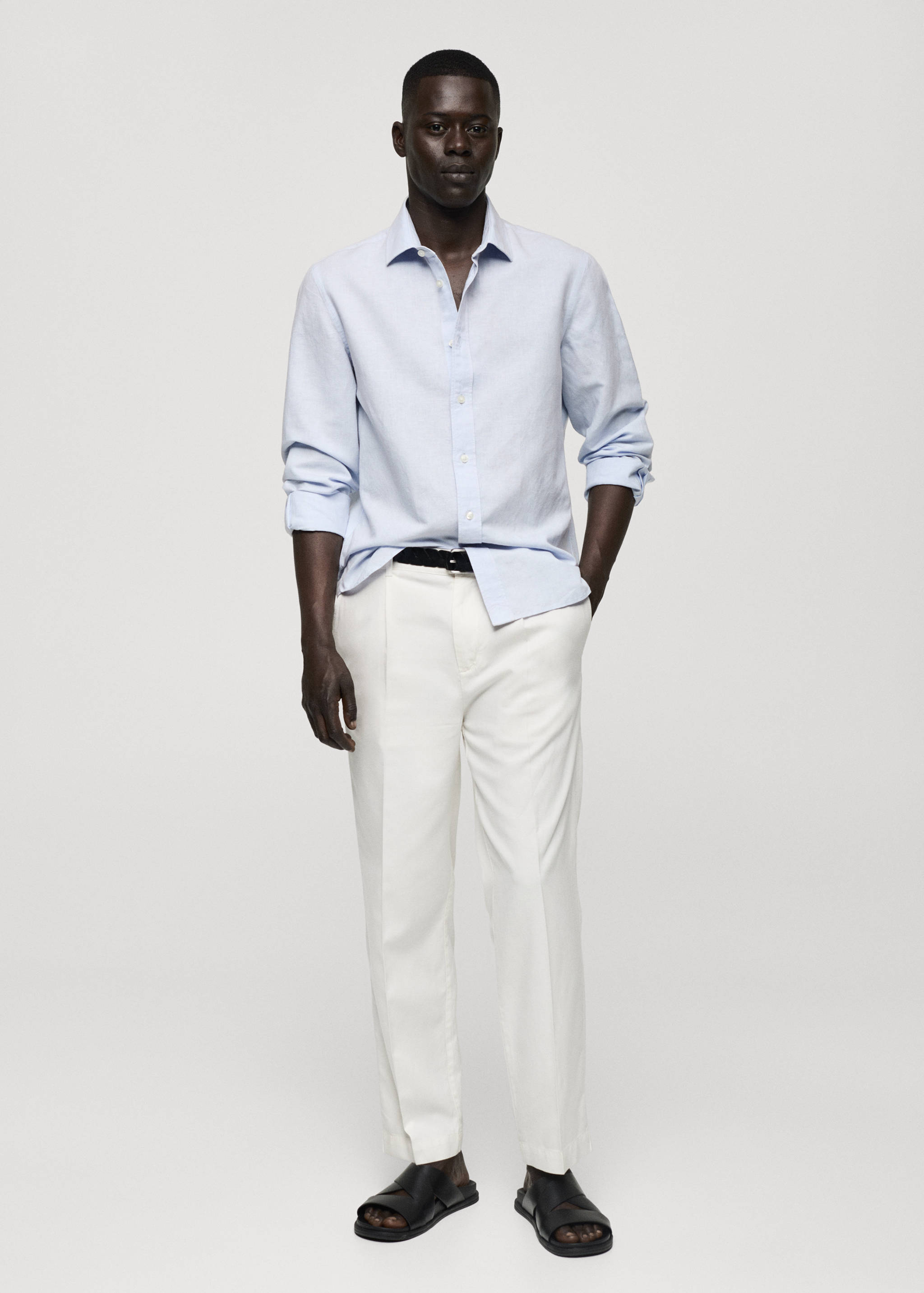 Classic-fit linen-blend shirt - General plane