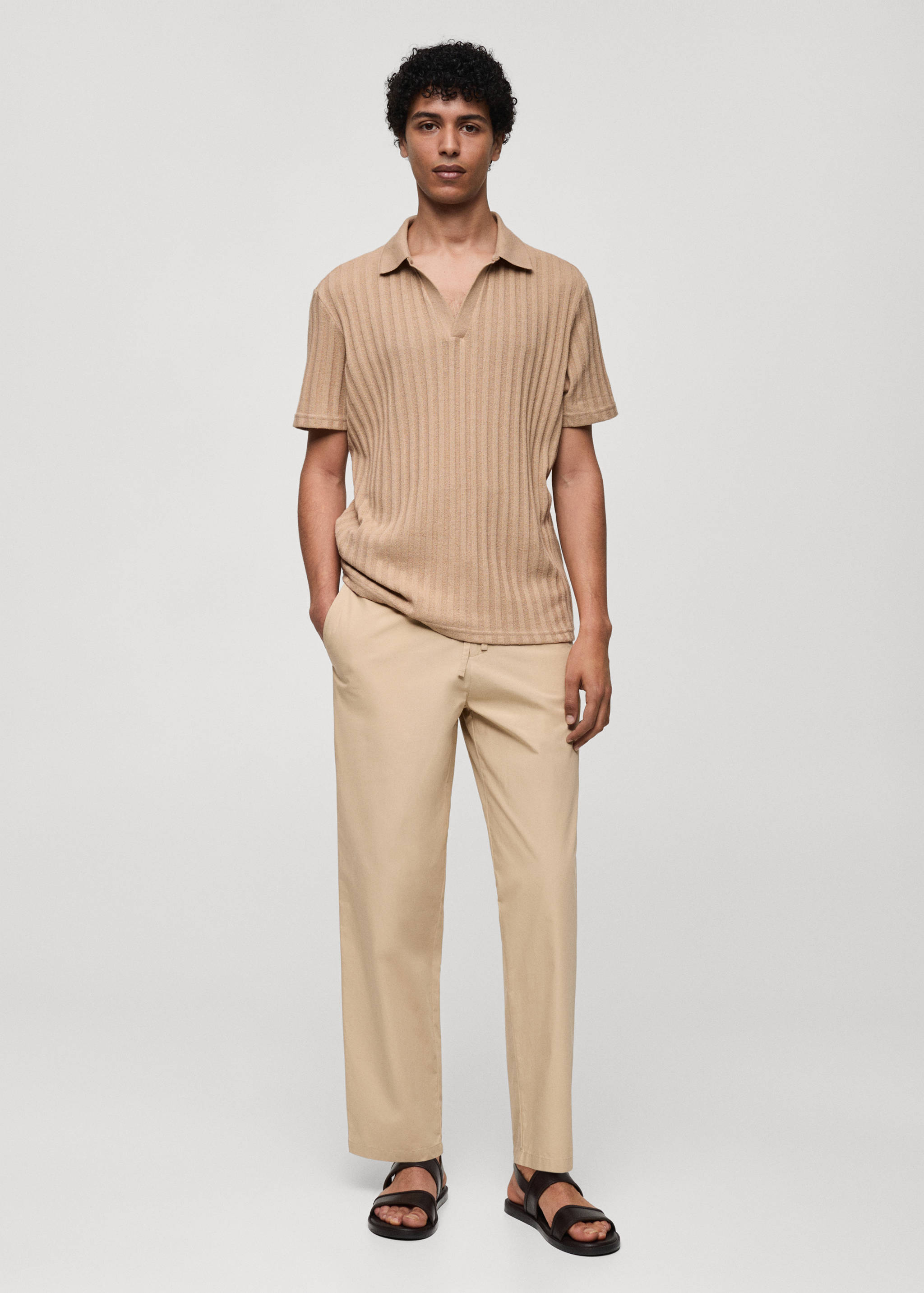 Polo regular-fit coton maille côtelée - Plan général