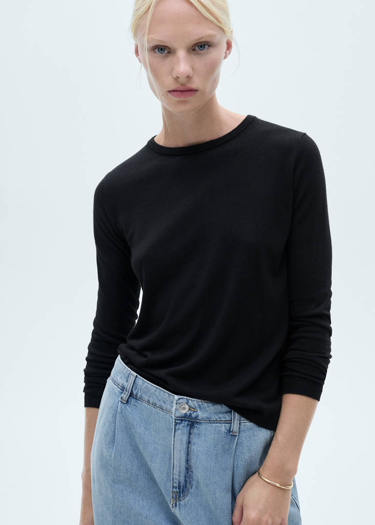 Wide leg pleated jeans — Medium Blue