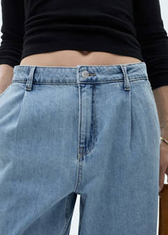 Wide leg pleated jeans — Medium Blue 6