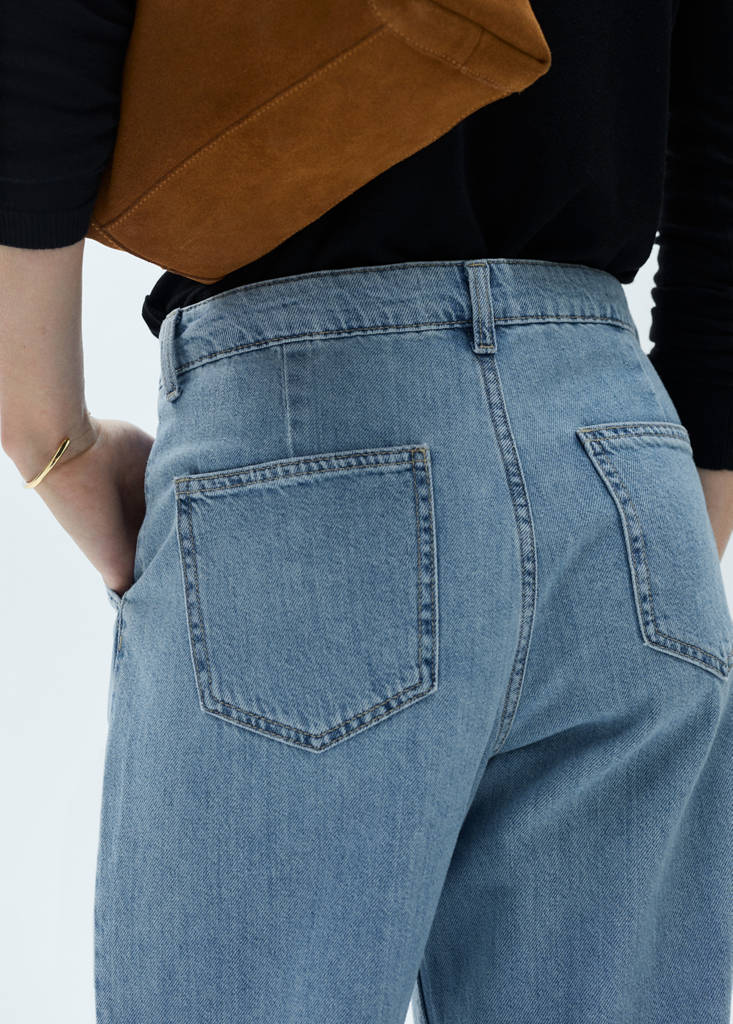 Wide leg pleated jeans — Medium Blue